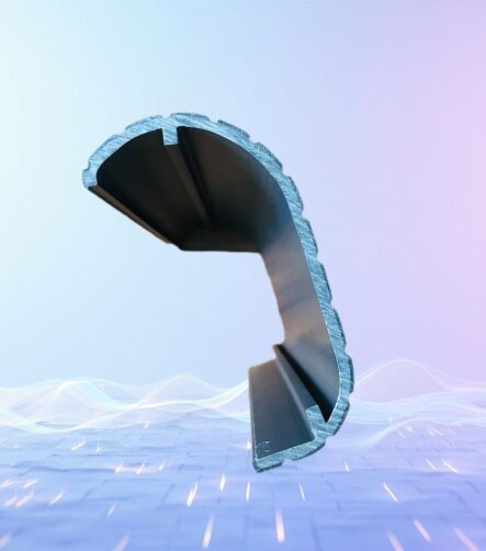 Arc-Shaped Black PVC Protective Molding, Coextruded C-Channel for Robotics and Machinery