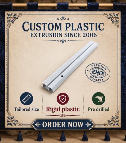 Custom Extruded PVC/ABS/PP/PE Plastic Trim for Ceiling Curtain Rail and Roller Shutter Guide