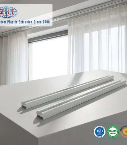 Custom PVC/ABS/PP/PE Plastic Extrusion Slide Profile for Ceiling Curtain Track and Roller Guide Rail Slide