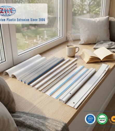 Custom Plastic Extrusion Profile PVC/ABS/PP/PE for Ceiling Curtain Rail and Roller Guide System