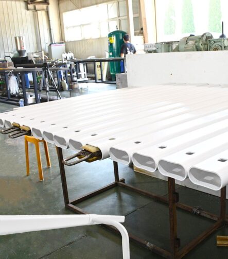 Double Rail 108X50mm Oval PVC Horse Fence with 2-Hole Square Posts