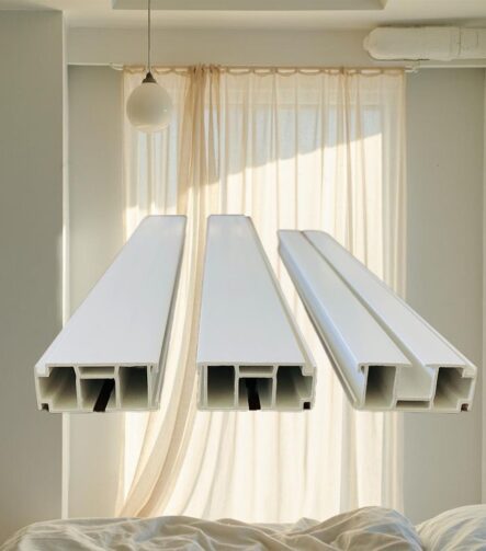Dual Track Slim PVC Ceiling Rail for Heavy Curtains, White Rigid Profile, Smooth Glide