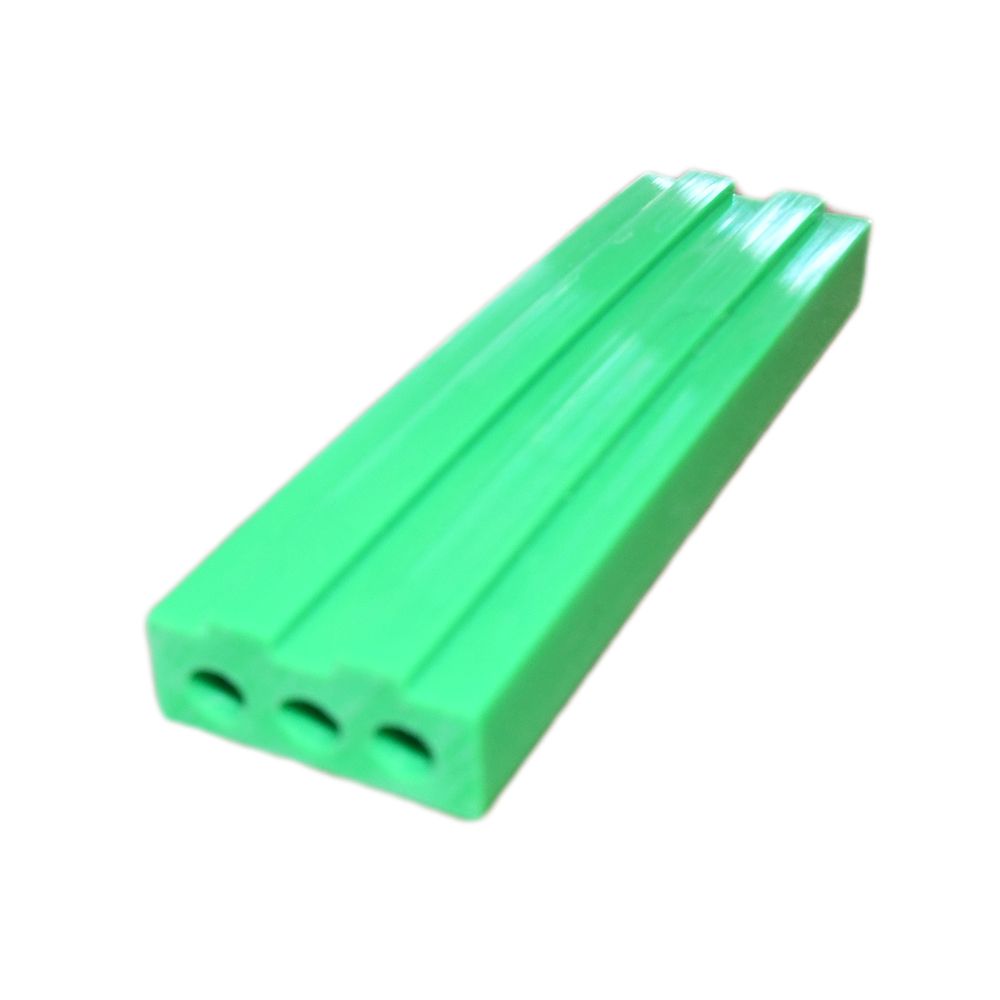 Green-UHMWPE-Wear-Strip-with-3-Circular-Patterns-for-Conveyor-Systems.jpg Green UHMWPE Wear Strip with 3 Circular Patterns for Conveyor Systems