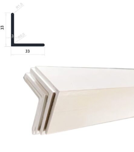 White PVC Plastic Corner Bead L-Shape Right Angle Corner Strip Protects 90 Degree Cross Section